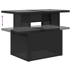 Salon de jardin 7 pcs avec coussins noir résine tressée 