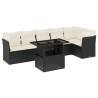 Salon de jardin 7 pcs avec coussins noir résine tressée 