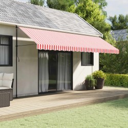 Tissu de remplacement de cantonnière d’auvent rouge blanc 5 m 