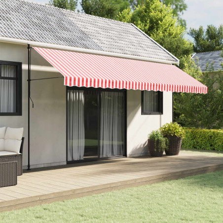Tissu de remplacement de cantonnière d’auvent rouge blanc 5 m 