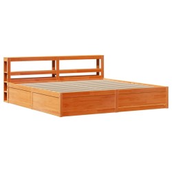 Cadre de lit et tête de lit cire marron 200x200 cm bois de pin 
