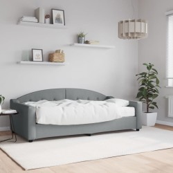 Lit de jour avec matelas gris clair 90x190 cm tissu 