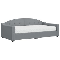 Lit de jour avec matelas gris clair 90x190 cm tissu 