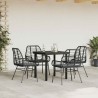 Ensemble à manger de jardin et coussins 5 pcs noir rotin verre 