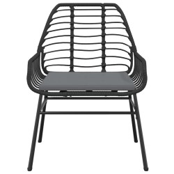 Ensemble à manger de jardin et coussins 5 pcs noir rotin verre 