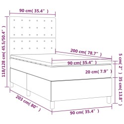 Sommier à lattes de lit avec matelas Marron foncé 90x200 cm 