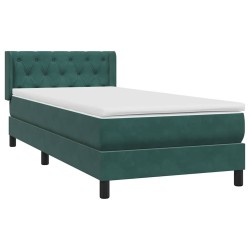 Sommier à lattes de lit et matelas vert foncé 80x220 cm velours 