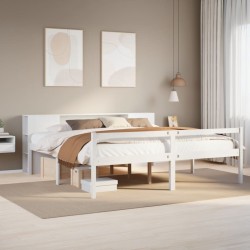 Lit bibliothèque sans matelas blanc 180x200 cm bois pin massif 
