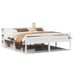 Lit bibliothèque sans matelas blanc 180x200 cm bois pin massif 
