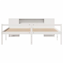 Lit bibliothèque sans matelas blanc 180x200 cm bois pin massif 