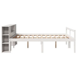Lit bibliothèque sans matelas blanc 180x200 cm bois pin massif 