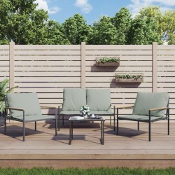 Salon de jardin avec coussins 3 pcs anthracite acier 