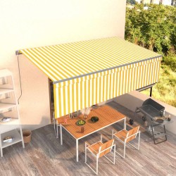 Auvent rétractable manuel avec store 5x3 m Jaune et blanc 