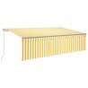 Auvent rétractable manuel avec store 5x3 m Jaune et blanc 