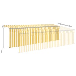 Auvent rétractable manuel avec store 5x3 m Jaune et blanc 
