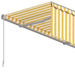 Auvent rétractable manuel avec store 5x3 m Jaune et blanc 
