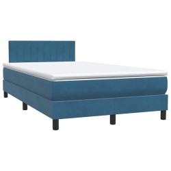 Sommier à lattes de lit et matelas bleu foncé 120x220cm velours 