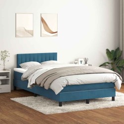Sommier à lattes de lit et matelas bleu foncé 120x220cm velours 
