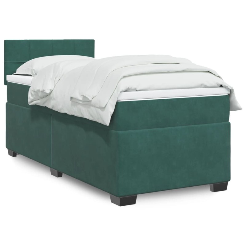 Sommier à lattes de lit avec matelas Vert foncé 90x190 cm 