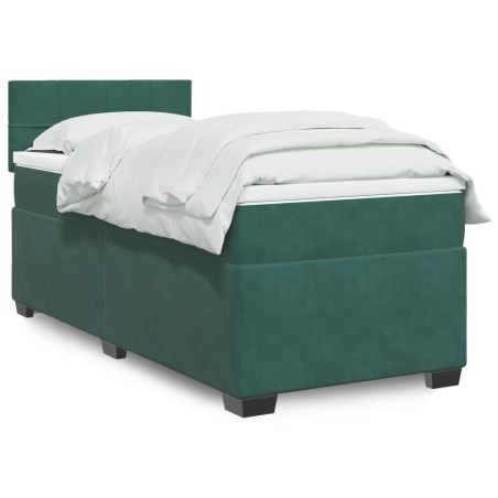 Sommier à lattes de lit avec matelas Vert foncé 90x190 cm 