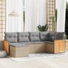 Salon de jardin avec coussins 6 pcs beige résine tressée 