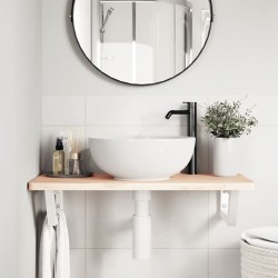 Supports d'étagères pour lavabo 2 pcs blanc trapèze acier 