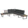 Salon de jardin avec coussins 5 pcs gris résine tressée acacia 