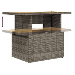 Salon de jardin avec coussins 5 pcs gris résine tressée acacia 