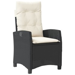 Ensemble à manger de jardin avec coussins 3 pcs Noir 