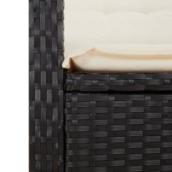 Ensemble à manger de jardin avec coussins 3 pcs Noir 