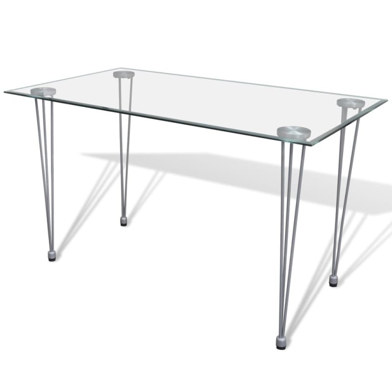 Table à manger et dessus de table en verre transparent Table à manger et dessus de table en verre transparent