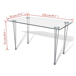 Table à manger et dessus de table en verre transparent  