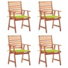 Chaises à manger d'extérieur lot de 4 et coussins Acacia massif 