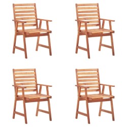 Chaises à manger d'extérieur lot de 4 et coussins Acacia massif 