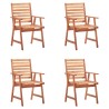 Chaises à manger d'extérieur lot de 4 et coussins Acacia massif 