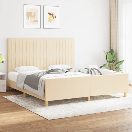 Cadre de lit sans matelas crème 180x200 cm tissu 