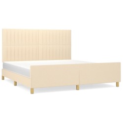Cadre de lit sans matelas crème 180x200 cm tissu 