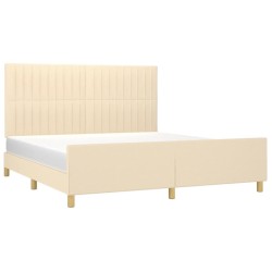 Cadre de lit sans matelas crème 180x200 cm tissu 