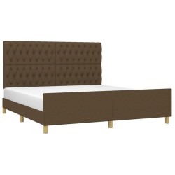 Cadre de lit sans matelas marron foncé 180x200 cm tissu 