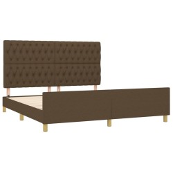 Cadre de lit sans matelas marron foncé 180x200 cm tissu 