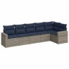 Salon de jardin 6 pcs avec coussins gris résine tressée 