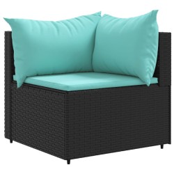 Salon de jardin 5 pcs avec coussins Noir Résine tressée 