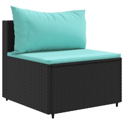 Salon de jardin 5 pcs avec coussins Noir Résine tressée 