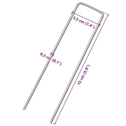 Piquets de sol en forme de U 50 pcs 15x3,5 cm acier galvanisé 