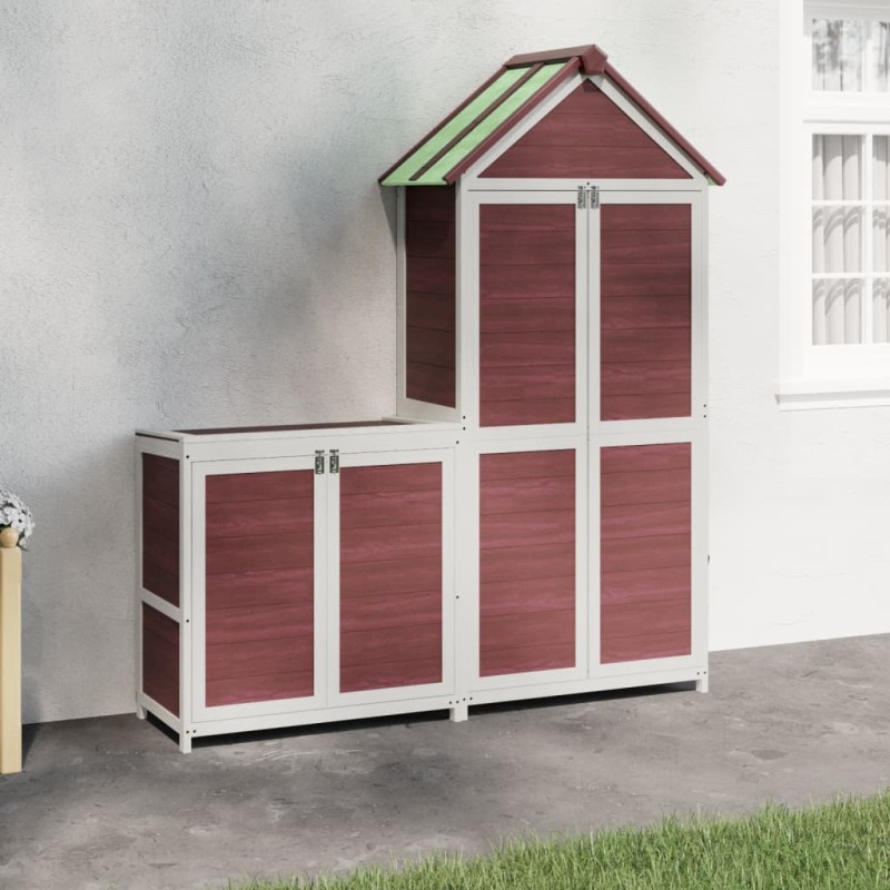Ensemble de remise à outils de jardin 2 pcs moka pin massif 