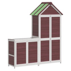 Ensemble de remise à outils de jardin 2 pcs moka pin massif 