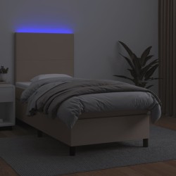 Sommier à lattes de lit avec matelas et LED Cappuccino 90x190cm 