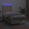 Sommier à lattes de lit avec matelas et LED Cappuccino 90x190cm 
