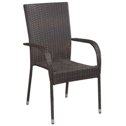 Ensemble à manger de jardin 5 pcs Marron et noir 