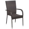 Ensemble à manger de jardin 5 pcs Marron et noir 